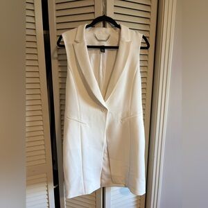 White House Black Market Cream Sleeveless Blazer Vest